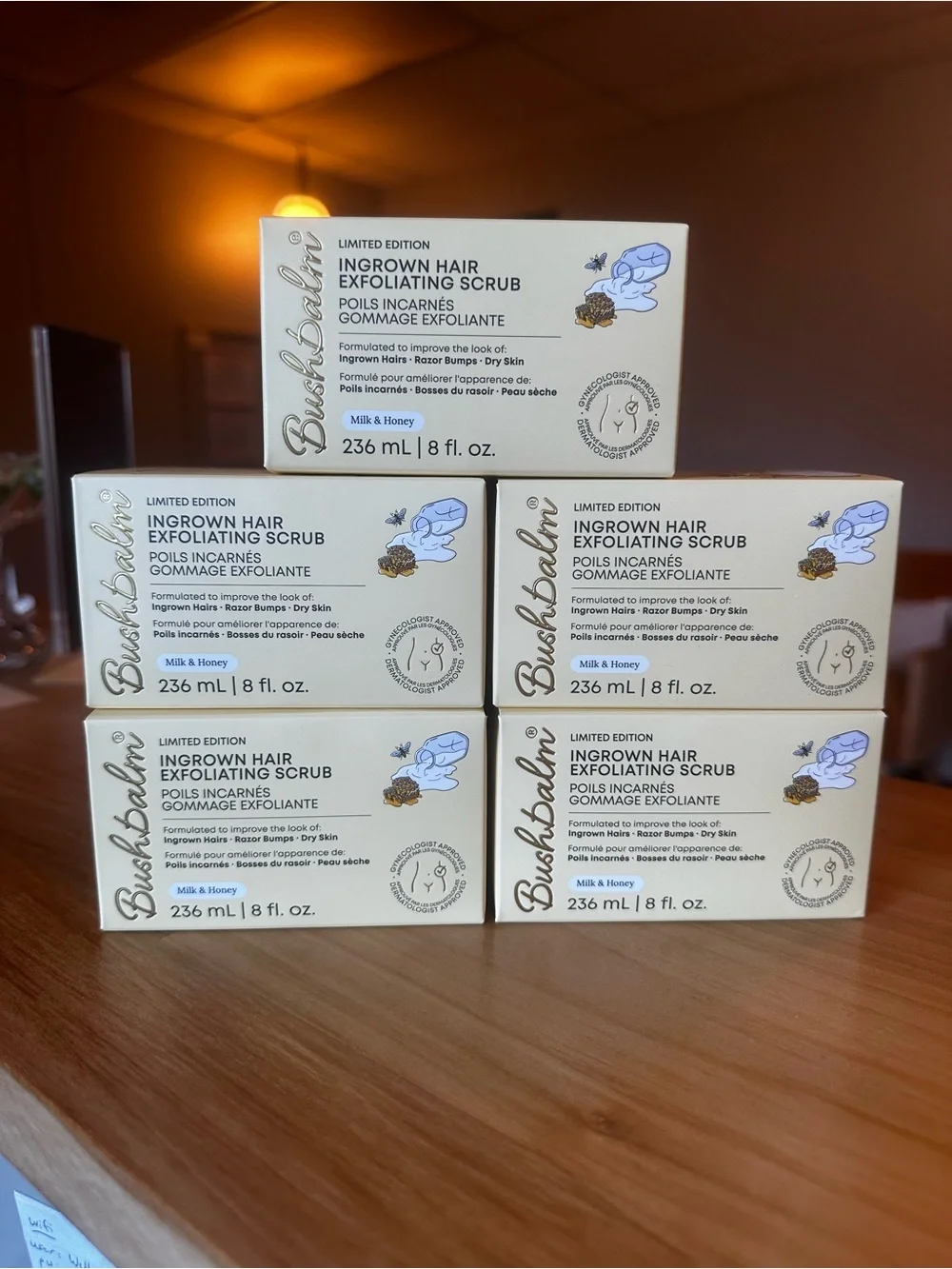 5pack Bushbalm Ingrown Hair Exfoliating Scrub - Milk & Honey Scent